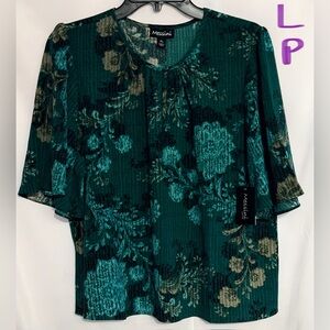 Messini Teal Floral Women's Blouse